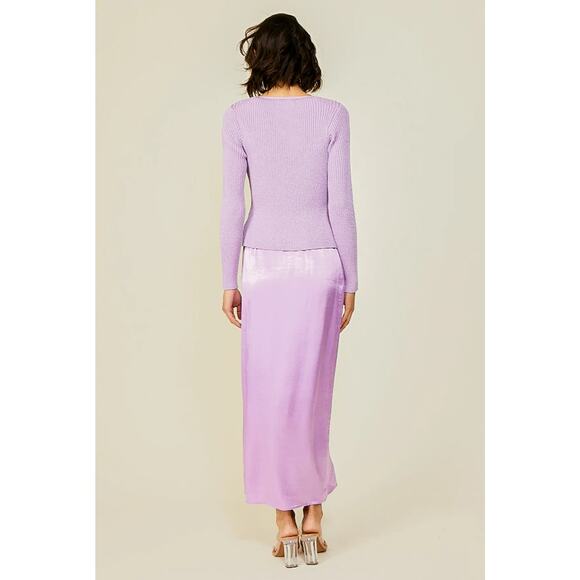 NWT! Line & Dot Lilac Satin Adelyn Midi Skirt - Size Small - Picture 6 of 10